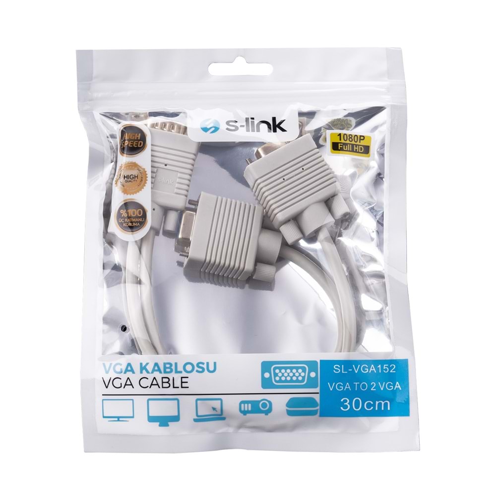 S-link SL-VGA152 VGA TO 2 VGA 30 Cm Kablosu