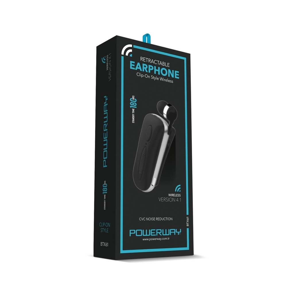 Powerway BTX61 siyah Makaralı Çekçek Bluetooth Kulaklık