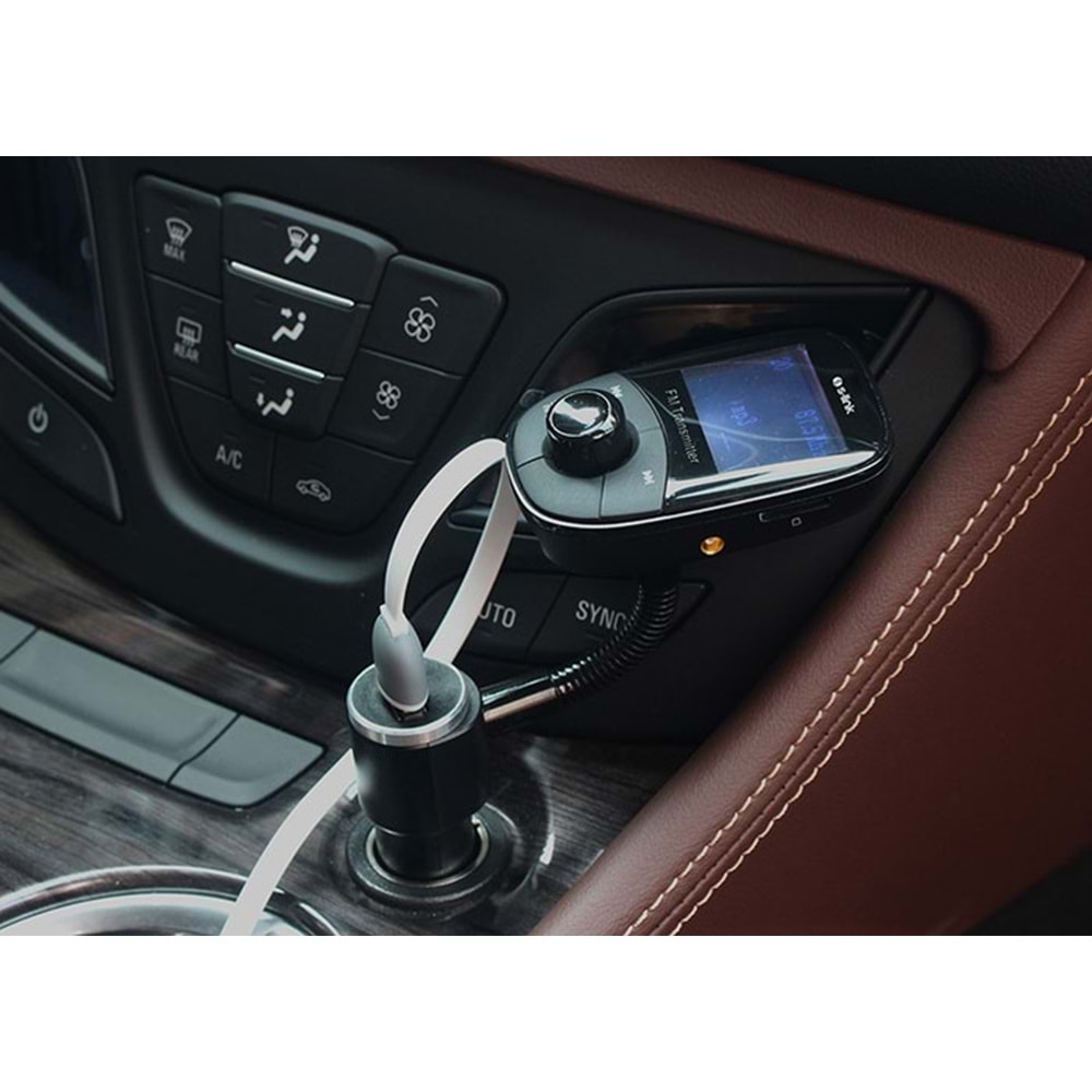 S-link SL-BT224 Led Ekran AUX+TF Desteği Usb 2.1A Hızlı Şarj Bluetooth Fm Transmitter