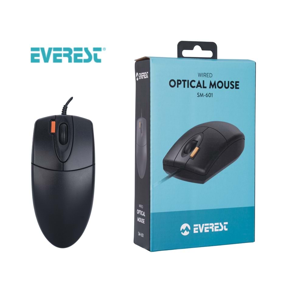 Everest SM-601 1.35mt Kablolu USB Siyah Optik Mouse