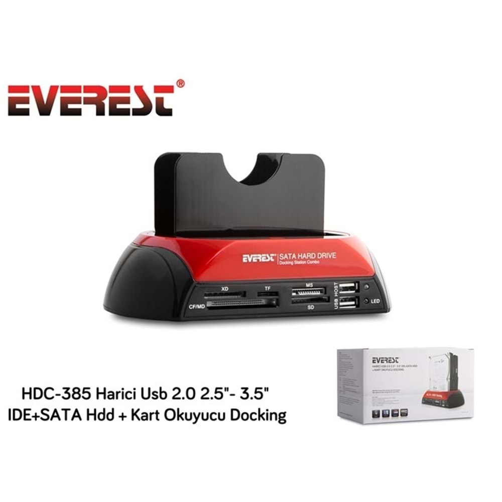 Everest HDC-385 Harici Usb 2.0 2.5- 3.5 IDE+SATA Hdd + Kart Okuyucu Docking