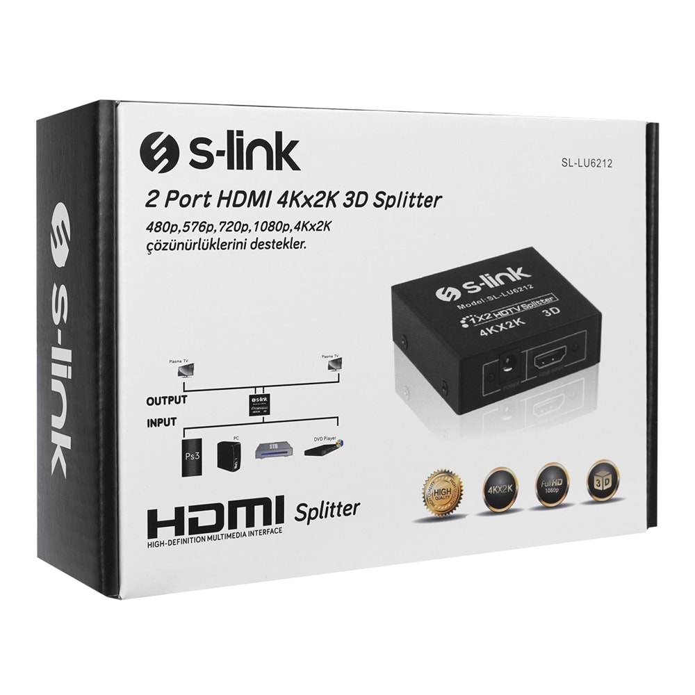 S-link SL-LU6212 2 Port 4K*2K HDMI Splitter