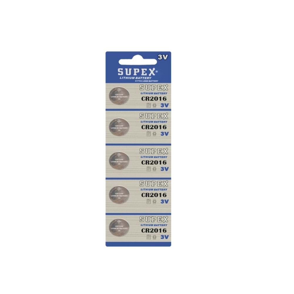 Supex CR2016 3v (5 paket) Lityum Para Pilli