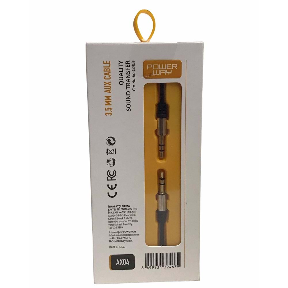 Powerway AX04 3.5 mm 1mt Aux Kablosu
