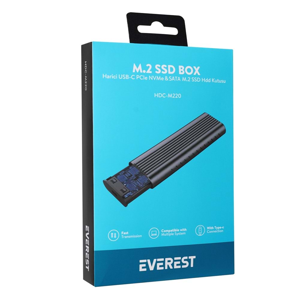 Everest HDC-M220 Harici USB-C PCIe NVMe M.2 SSD Hdd Kutusu