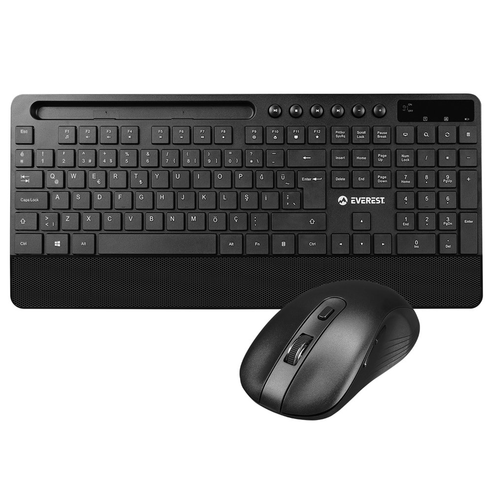 Everest KM-9676 Siyah MultimedyaTablet-TelefonStandlı Klavye +Mouse Set Everest