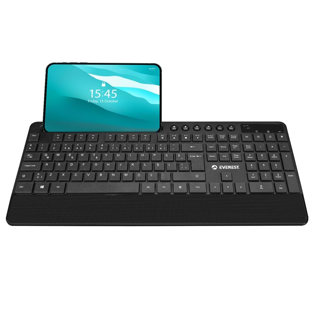Everest KM-9676 Siyah MultimedyaTablet-TelefonStandlı Klavye +Mouse Set Everest