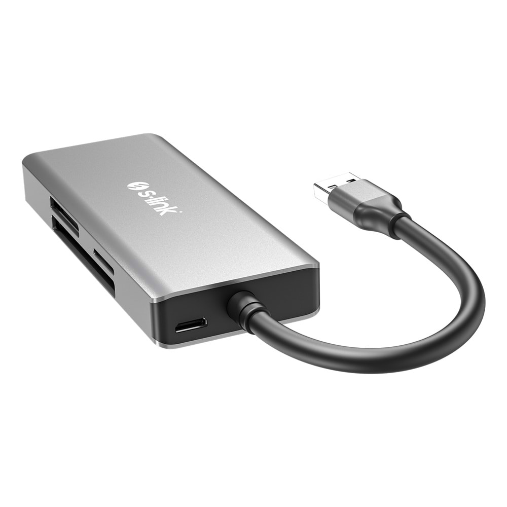 S-link SL-CR51 Type-C ve USB3.0 CF, SD, M2, Micro SD, MS 5 in 1 Metal Kart Okuyucu