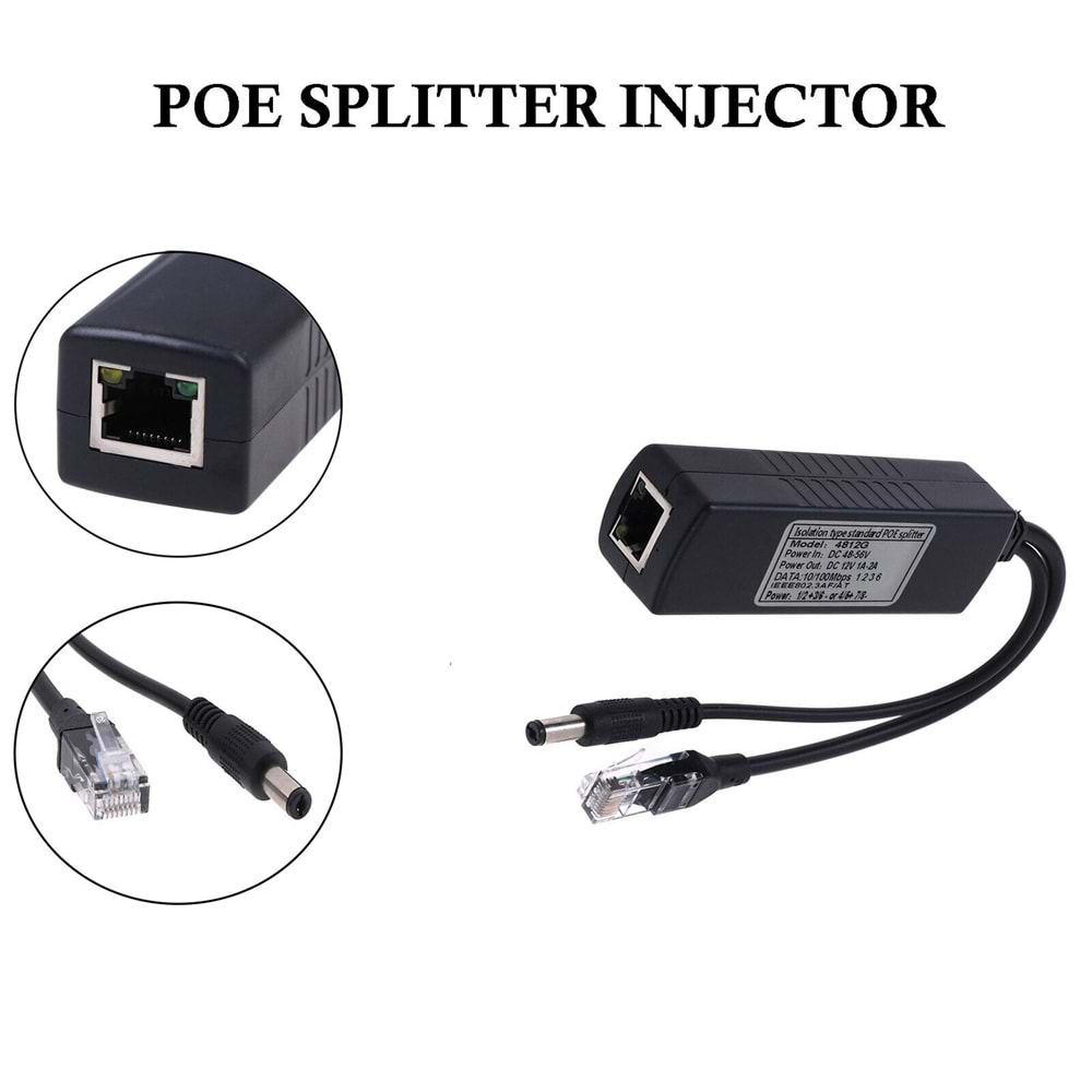 Bawerlink LS-POE-1210EL 48V IP Kamera İçin Actıve POE Enjektör POE Adaptör Set