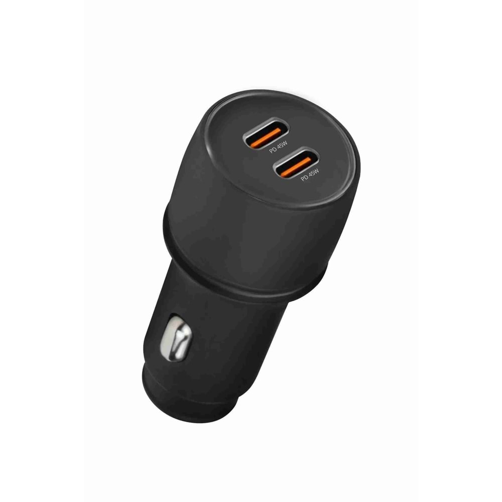 Powerway CC45 45W PD Ultra Hızlı 2x Type-C Girişli Araç Içi Çakmaklık Şarj Adaptörü Araç Şarj Başlığı