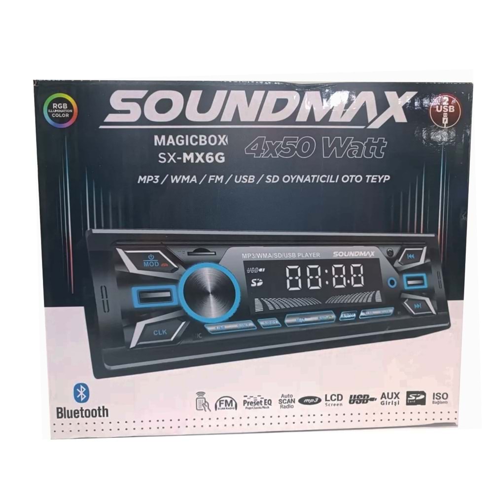 Soundmax SX-MX6G Bluetooth Çift Usb/Sd/Fm Oto Teyp