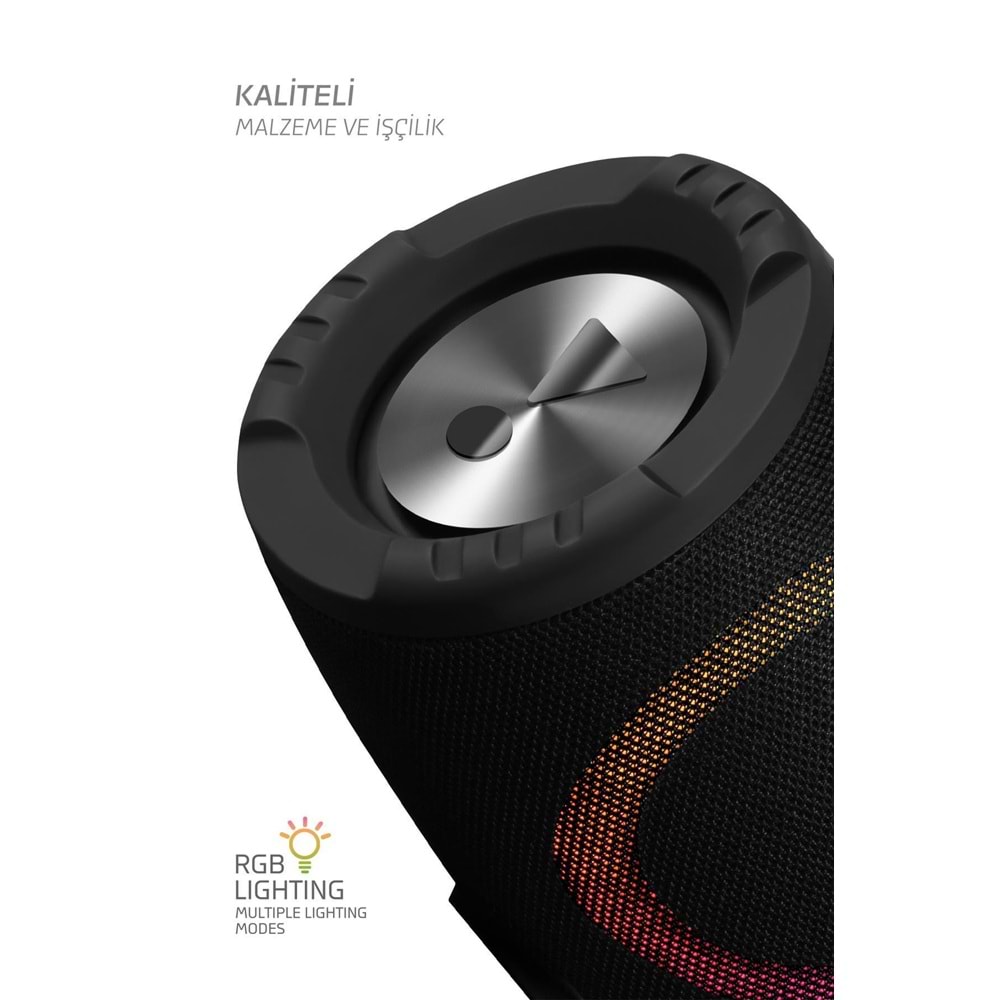 Powerway BOOMBAX 30W Çift Bass Usb Hafıza Kartı Aux Radyo Led Işıklı Bluetooth Hoparlör Hi-Fi Ses Bombası