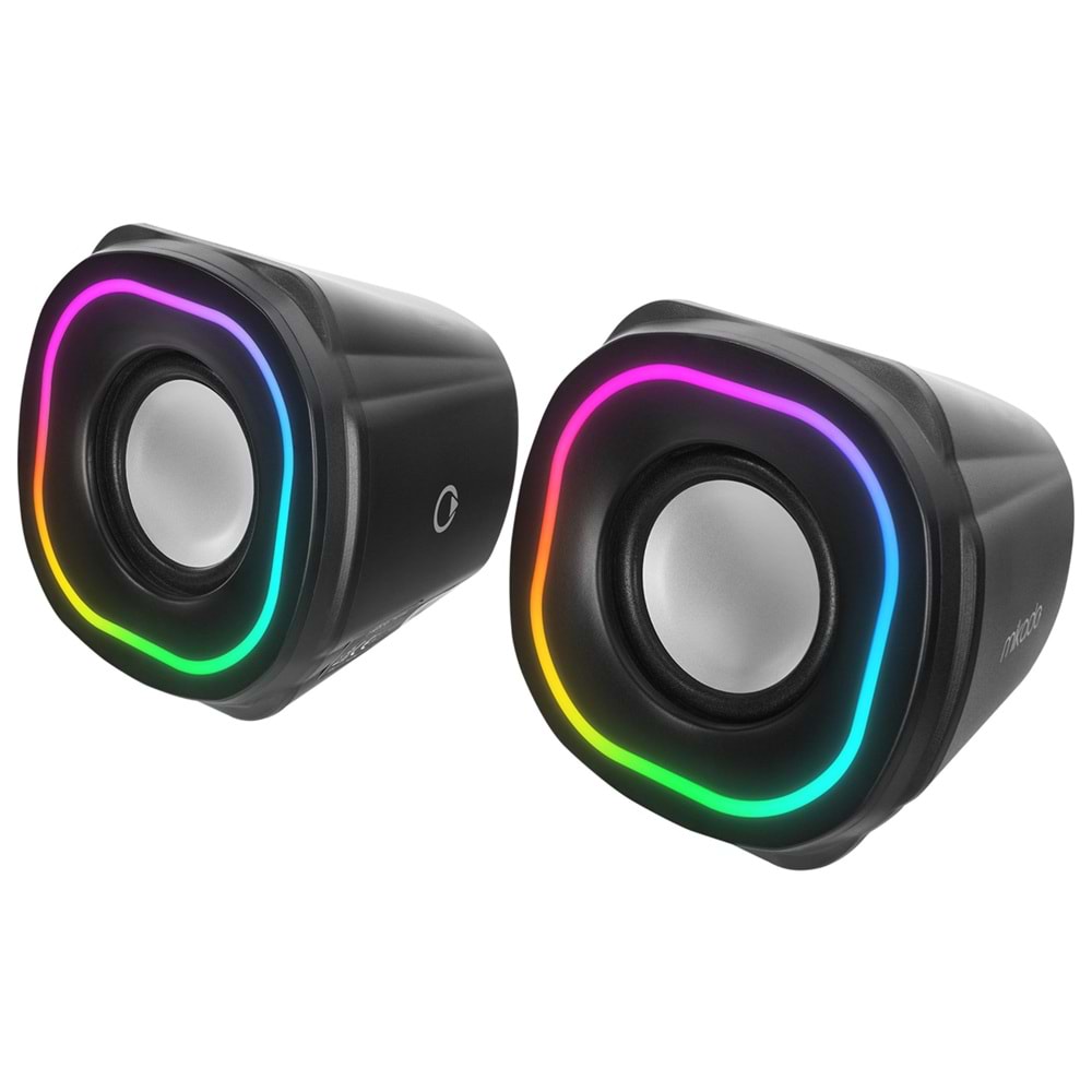 Mikado MD-180 2.0 3W*2 Beyaz/Siyah RGB Aydınlatmalı USB + 3.5mm USB 5V Speaker Hoparlör
