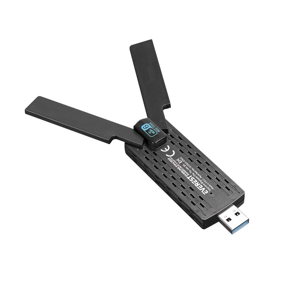 Everest EVERLINK EWA1800 1800Mbps 2.4GHz/5GHz WIFI-6 AX1800 RTL8832 2*3.5dBi USB3.0 Kablosuz Adaptör