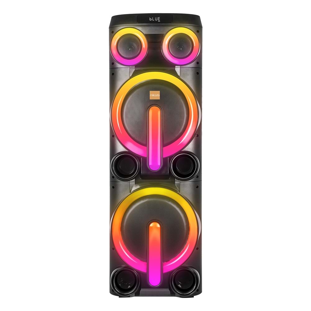 Mikado MD-103KP 200W 12V 14000mAh Bataryalı Siyah 1 UHF UV Mikrofonlu USB/BT/TF/TWS/AUX RGB 220V Kablolu Gitar Girişli P