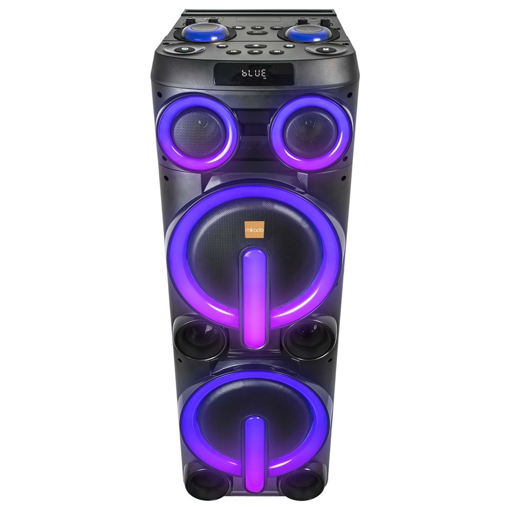 Mikado MD-103KP 200W 12V 14000mAh Bataryalı Siyah 1 UHF UV Mikrofonlu USB/BT/TF/TWS/AUX RGB 220V Kablolu Gitar Girişli P