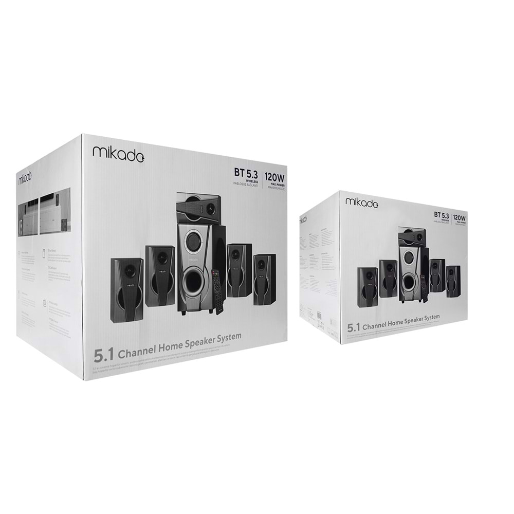 Mikado MD-672BT 5+1 Bluetooth Speaker 120W Usb+SD+FM Destekli Multimedia