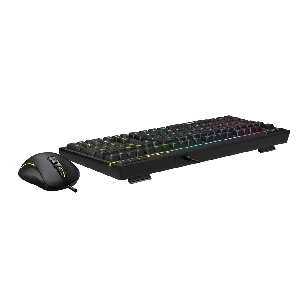 Rampage KM-R57 Seraphic Beyaz&Siyah RGB Aydınlatmalı Q Oyuncu Multmedia Klavye ve 12800 DPI Mouse Gaming Set