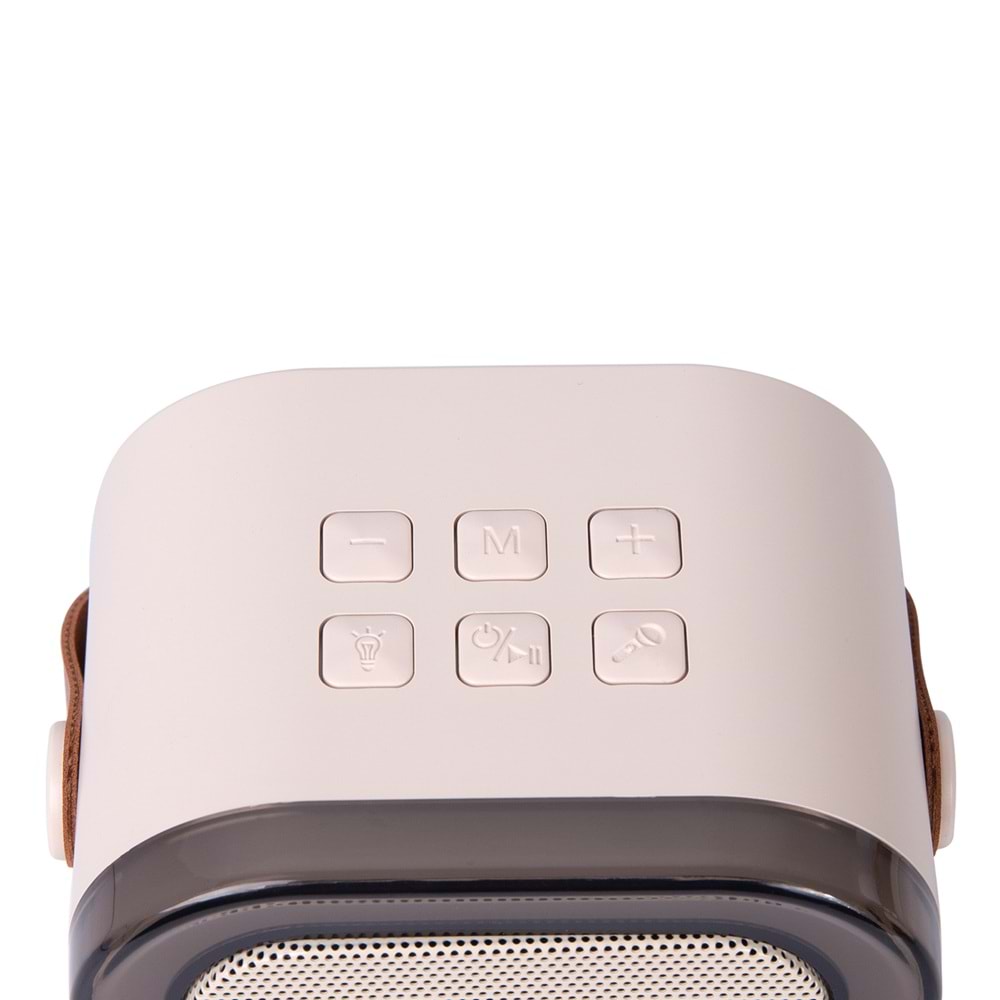 Mikado MD-27BT Naos Krem USB+TF+Bluetooth Destekli Wireless Karaoke Mikrofonlu 5W 800mAh Taşınabilir Speaker