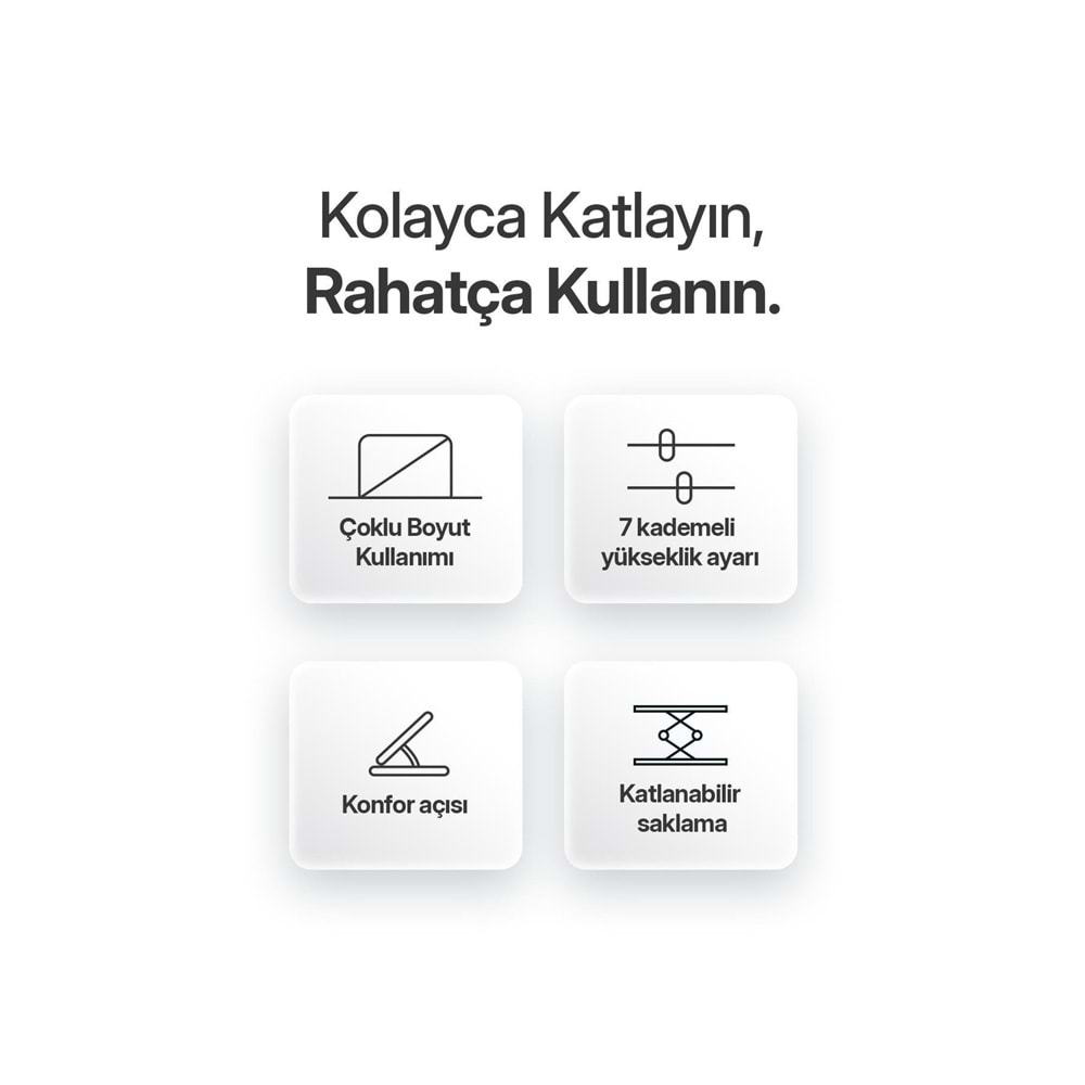 Powerway XR77 Alüminyum Ayarlı Katlanabilir Laptop Macbook Uyumlu Notebook Yükseltici Tutucu Stand