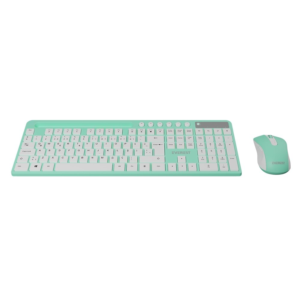 Everest KM-730 Yeşil/Beyaz Kablosuz Q Multimedia Klavye + Mouse Set