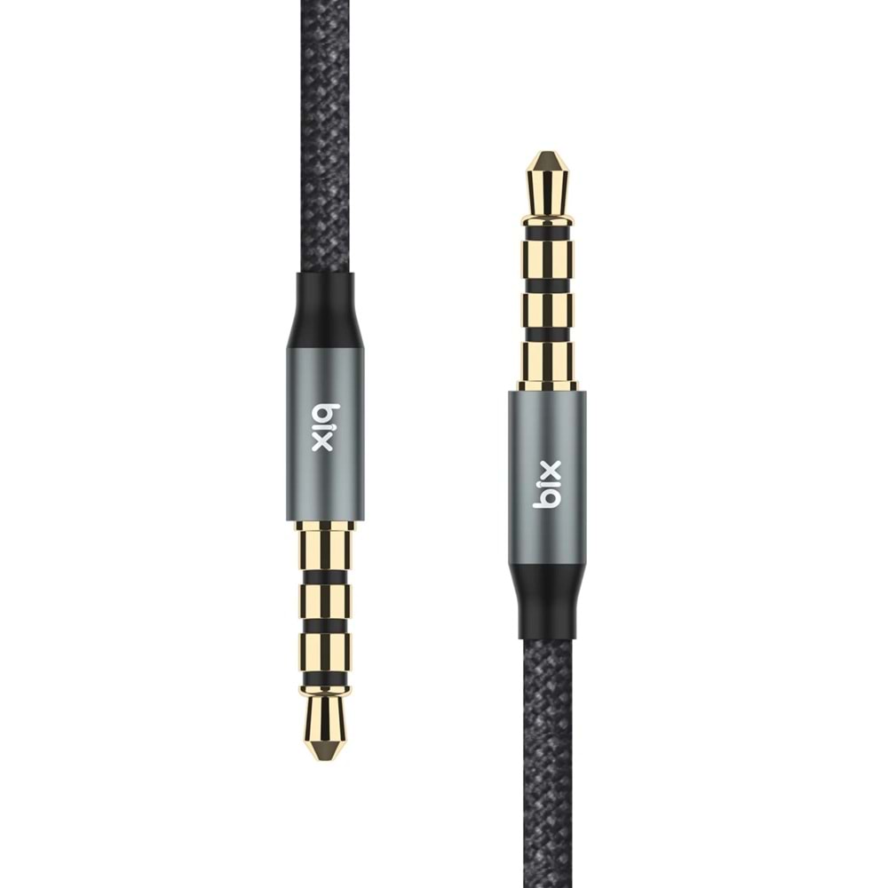 Bix BXAU3C Hi-Fi 3.5mm Erkek to Erkek Örgülü Aux Ses Kablosu 1 Metre
