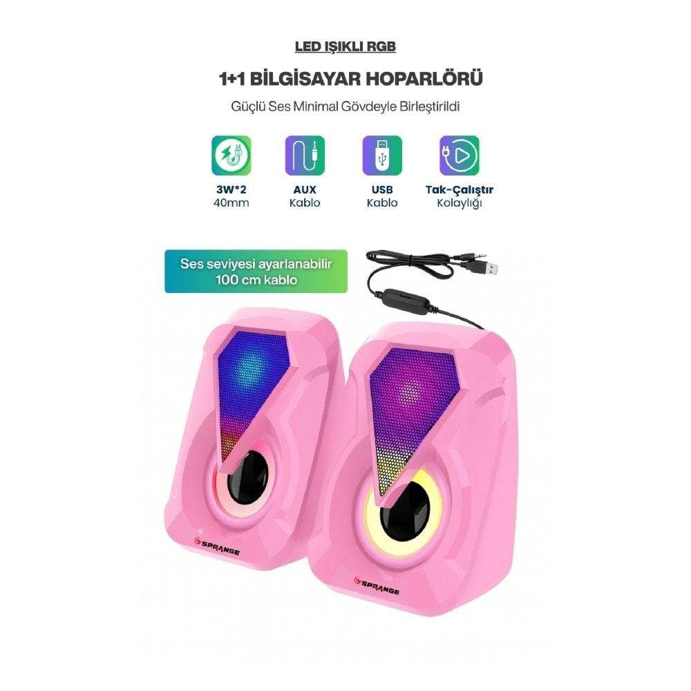 Sprange SR-PN785 2.0 3W*2 USB + 3.5mm 5V Hoparlör