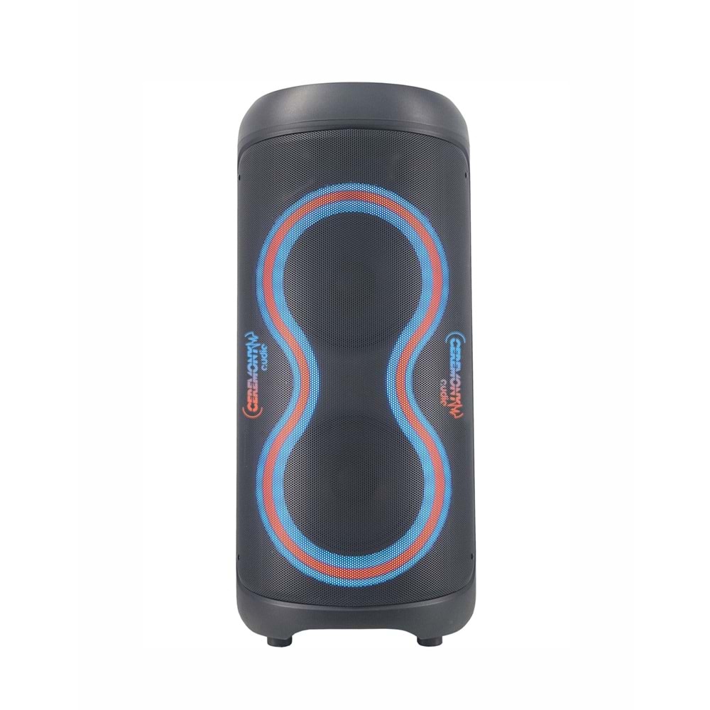 Ceremony Audio CM-308 Taşınabilir Bluetooth Parti Hoparlör 2x8 Inç Woofer 300WATT Tws Disco Lights