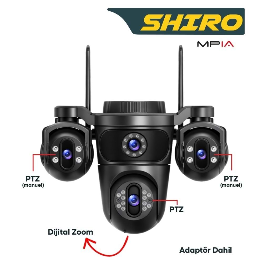 Mpıa SHIRO 16 MP 4 Lens 1*PTZ Wi-Fi Güvenlik Kamerası