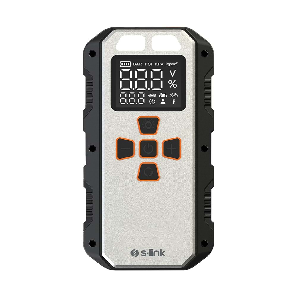 S-Link AKT2027 Gümüş 8000mAh 150 Psi 4 in1 Powerbank+ LED IşıkLastik Sisirme Ve Akü Takviye cihazı