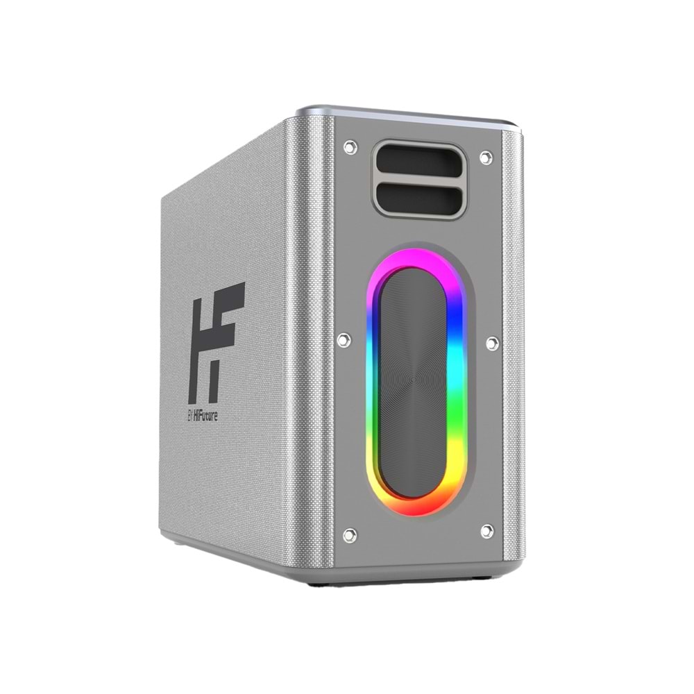 HiFuture MUSİCBOX Bluetooth 100W TWS Çift Mikrofonlu Taşınabilir Karaoke Sistemi Kablosuz Hoparlör Gümüş