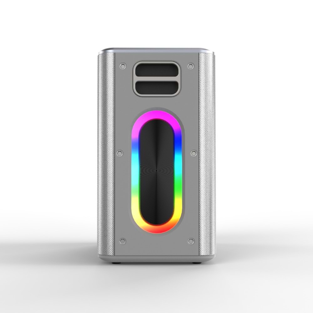 HiFuture MUSİCBOX Bluetooth 100W TWS Çift Mikrofonlu Taşınabilir Karaoke Sistemi Kablosuz Hoparlör Gümüş