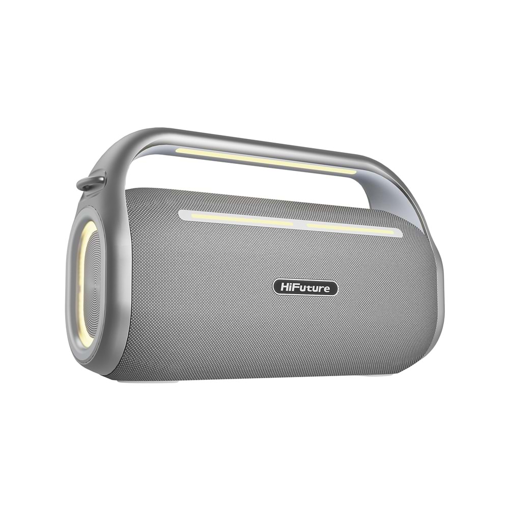 HiFuture MUSİCBOX 100 70W Bluetooth 5.0 BT/USB/SD Kart/ AUX Girişli Mikrofonlu Karaoke Sistemi Kablosuz Hoparlör Gümüş