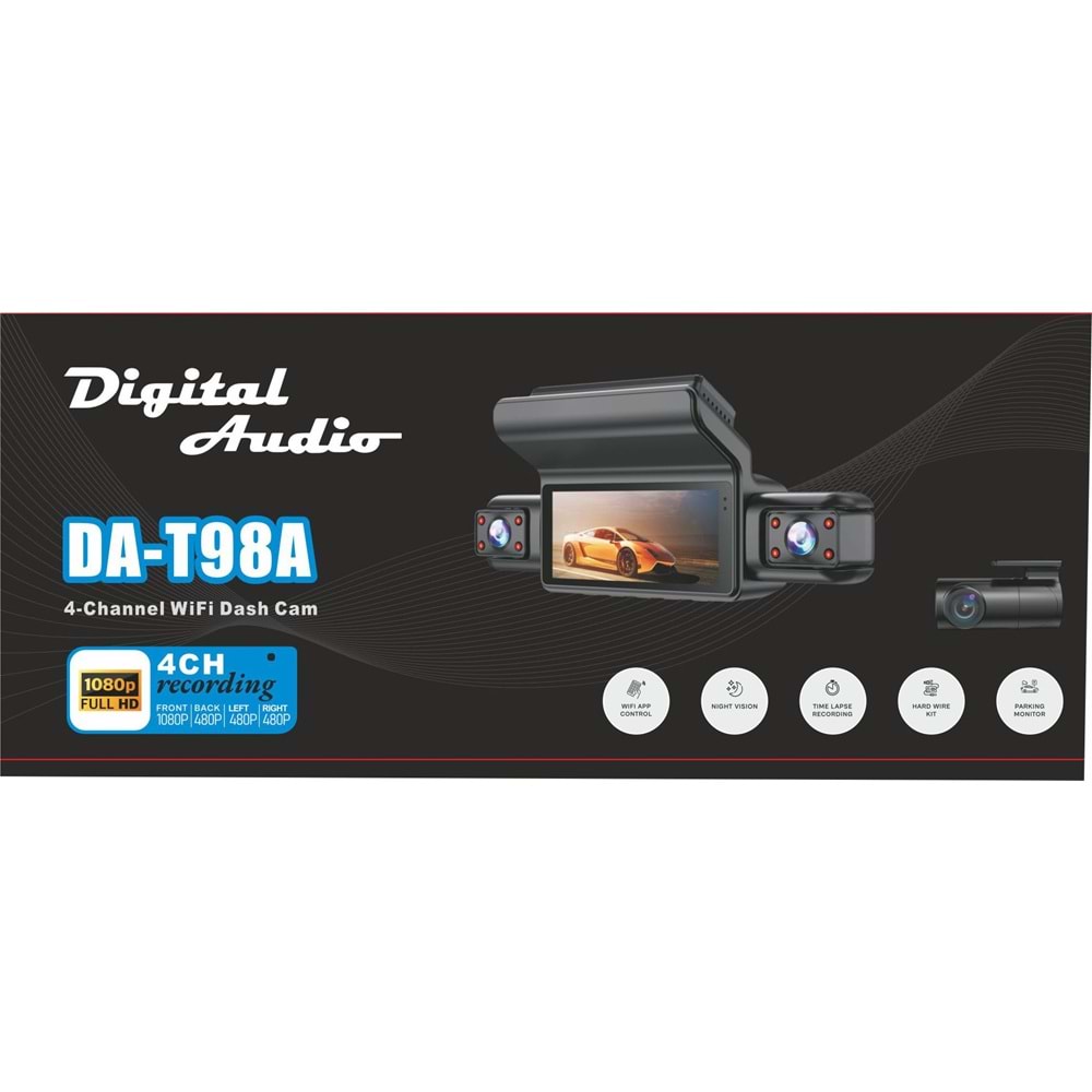 Digital Audio DA-T98A Araç İçi Kamera 4 Kameralı 2K+720P+720P+720P