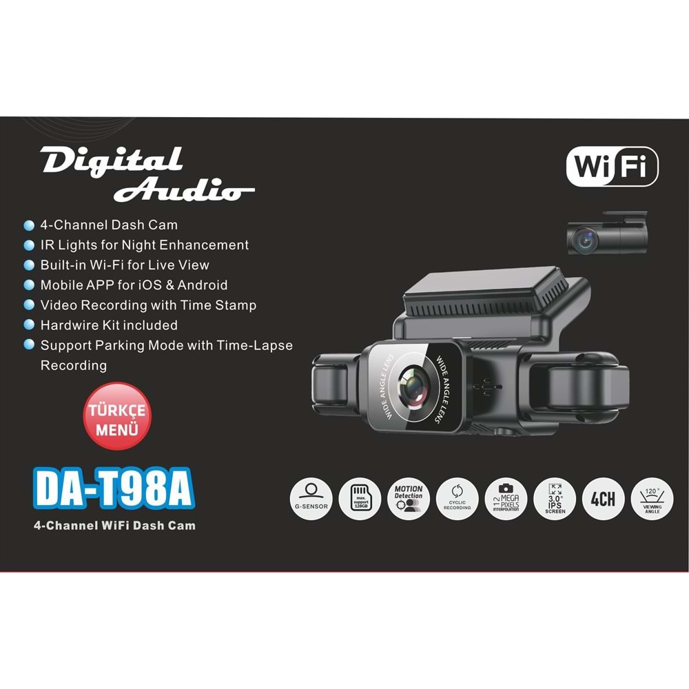 Digital Audio DA-T98A Araç İçi Kamera 4 Kameralı 2K+720P+720P+720P