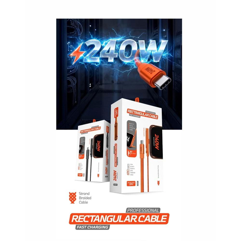 Powerway R240W Type Usb C Kablo Hızlı Şarj destekli Standlı kablo
