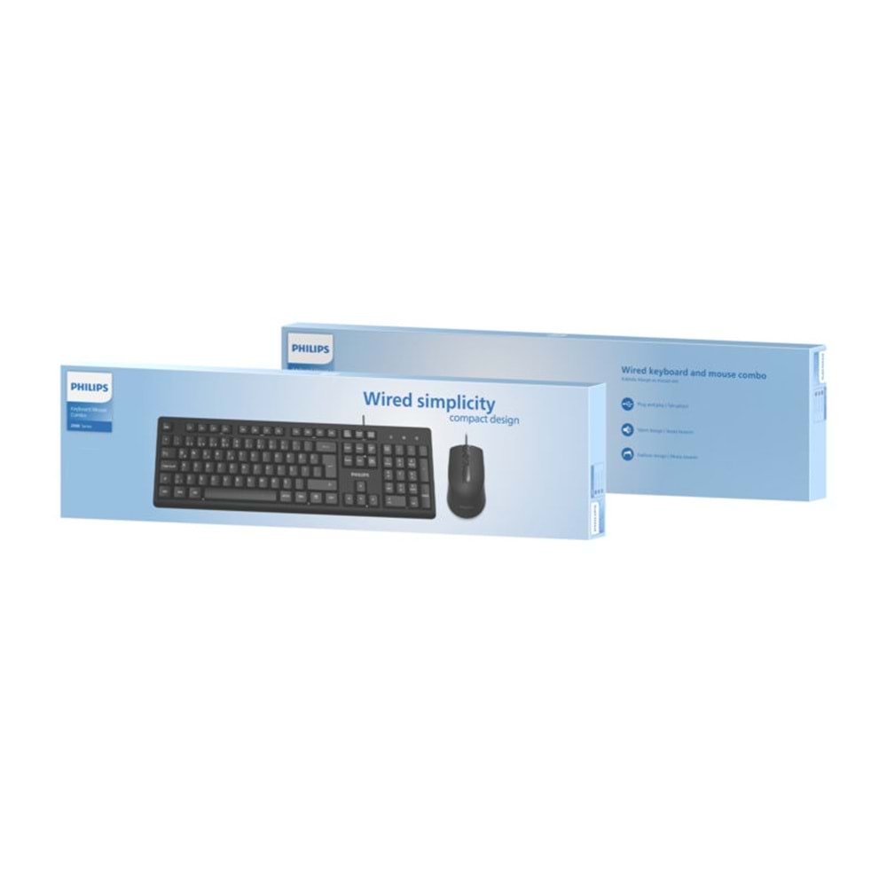 Phılıps SPT6234B USB Kablolu Türkçe Q Klavye & Mouse Set Siyah