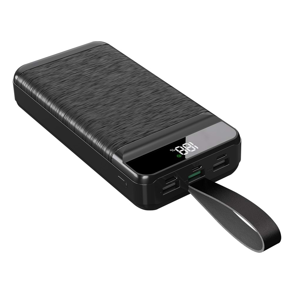 S-link P300 30000mAh PD22.5W+QC3.0 18W Siyah LCD Taşınabilir Pil Şarj Cihazı Powerbank