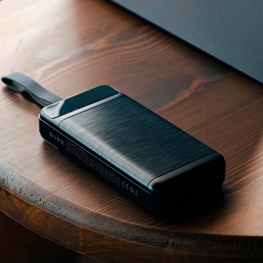 S-link P300 30000mAh PD22.5W+QC3.0 18W Siyah LCD Taşınabilir Pil Şarj Cihazı Powerbank