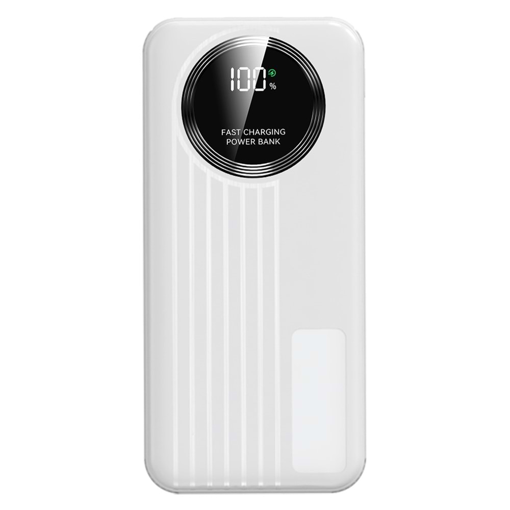 S-link IP-G220 20000mAh PD20W+QC3.0 Dahili Kablolu Beyaz LCD Taşınabilir Pil Şarj Cihazı Powerbank