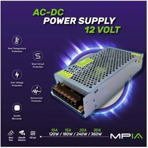 Mpıa PS-20 12V20A 240W Metal Kasa Kamera Adaptörü