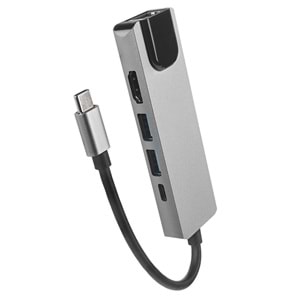 Bawerlink BW-2031 4K@30Hz Gri Metal 2xUSB 3.0 1xHDMI 1xPD 10/100 Type-C Adaptör