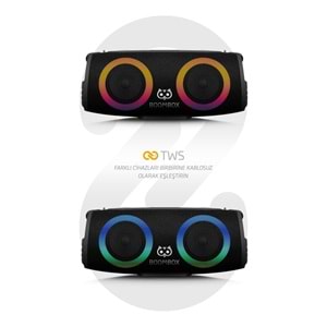 Powerway BOOMBAX 30W Çift Bass Usb Hafıza Kartı Aux Radyo Led Işıklı Bluetooth Hoparlör Hi-Fi Ses Bombası