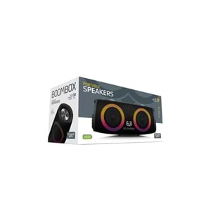 Powerway BOOMBAX 30W Çift Bass Usb Hafıza Kartı Aux Radyo Led Işıklı Bluetooth Hoparlör Hi-Fi Ses Bombası