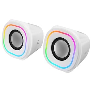 Mikado MD-180 2.0 3W*2 Beyaz/Siyah RGB Aydınlatmalı USB + 3.5mm USB 5V Speaker Hoparlör