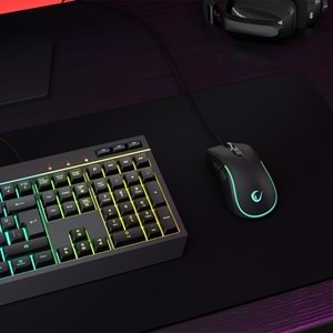 Rampage KM-R57 Seraphic Beyaz&Siyah RGB Aydınlatmalı Q Oyuncu Multmedia Klavye ve 12800 DPI Mouse Gaming Set
