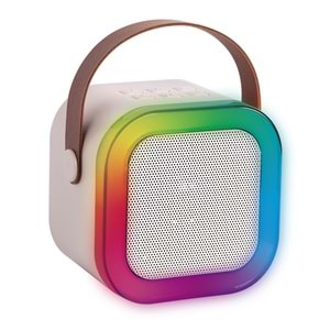 Mikado MD-27BT Naos Krem USB+TF+Bluetooth Destekli Wireless Karaoke Mikrofonlu 5W 800mAh Taşınabilir Speaker