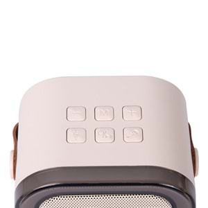 Mikado MD-27BT Naos Krem USB+TF+Bluetooth Destekli Wireless Karaoke Mikrofonlu 5W 800mAh Taşınabilir Speaker