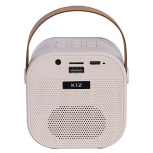 Mikado MD-27BT Naos Krem USB+TF+Bluetooth Destekli Wireless Karaoke Mikrofonlu 5W 800mAh Taşınabilir Speaker