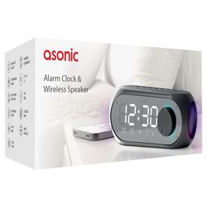 Asonic AS-W6 1200mAh 5W Siyah Bluetooth-Aux-Derece-Usb Double Alarmlı Saat Speaker